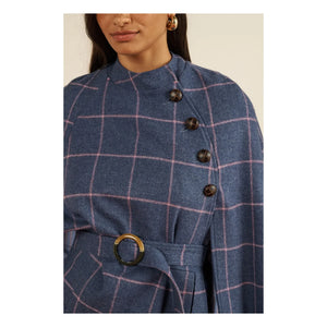 Maria de la Orden - Purple Clery Plaid Wool Cape