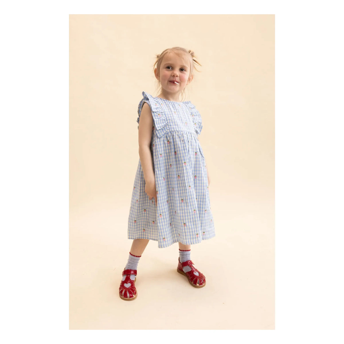 Flöss - Millie Gingham Dress | Light Blue