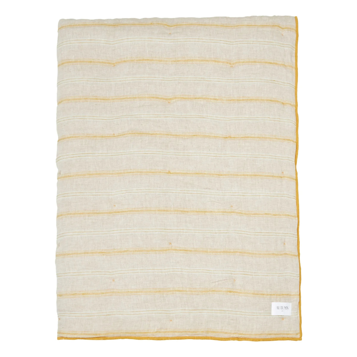 Autumn - Yellow Striped Linen Bedspread