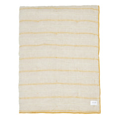 Autumn - Yellow Striped Linen Bedspread