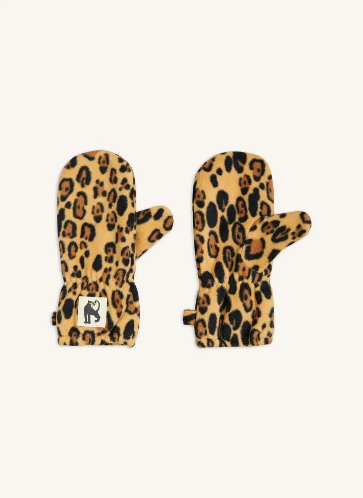 Mini Rodini - Recycled Polyester Leopard Print Gloves | Brown