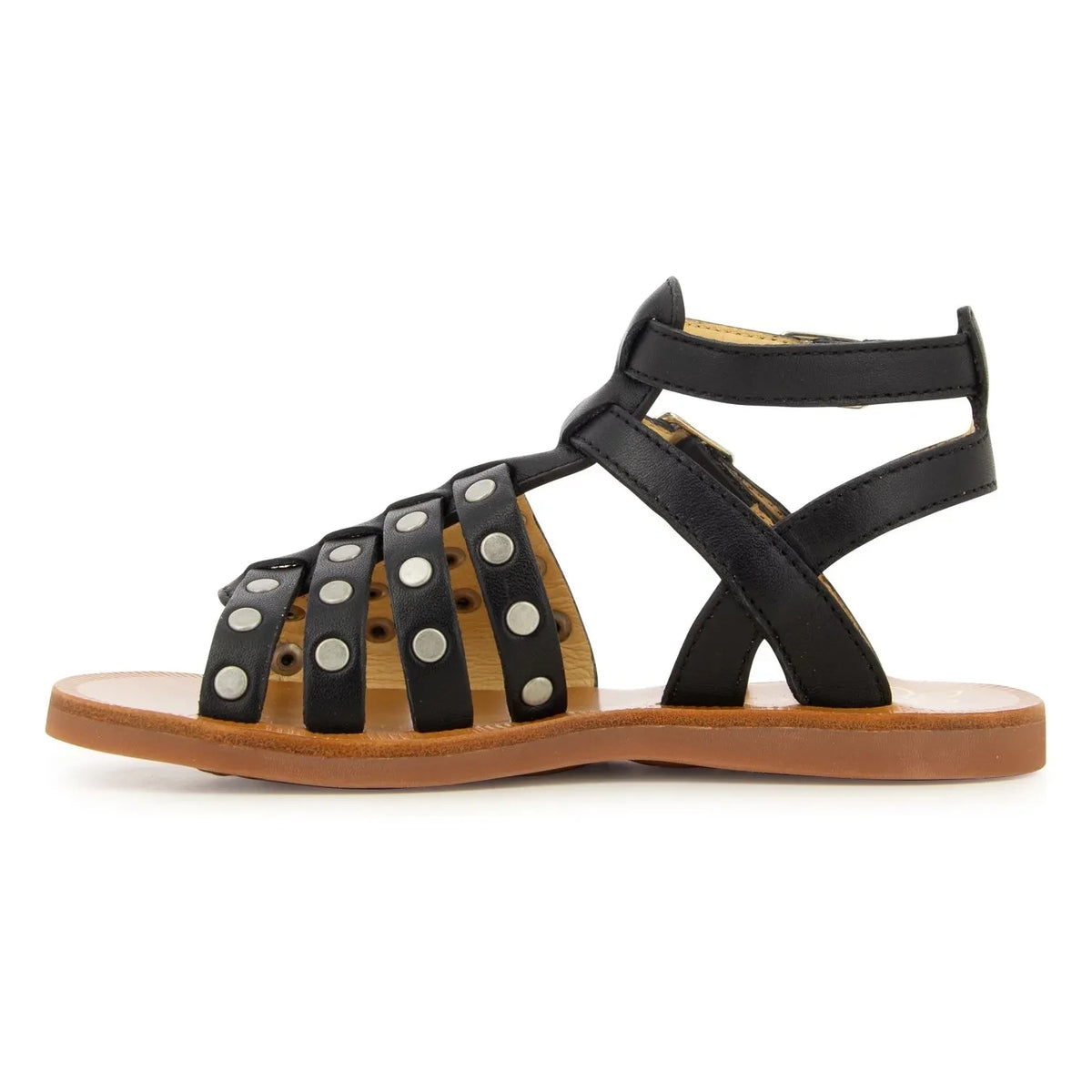 Pom d'Api - Studded Placket Sandals | Matte Black