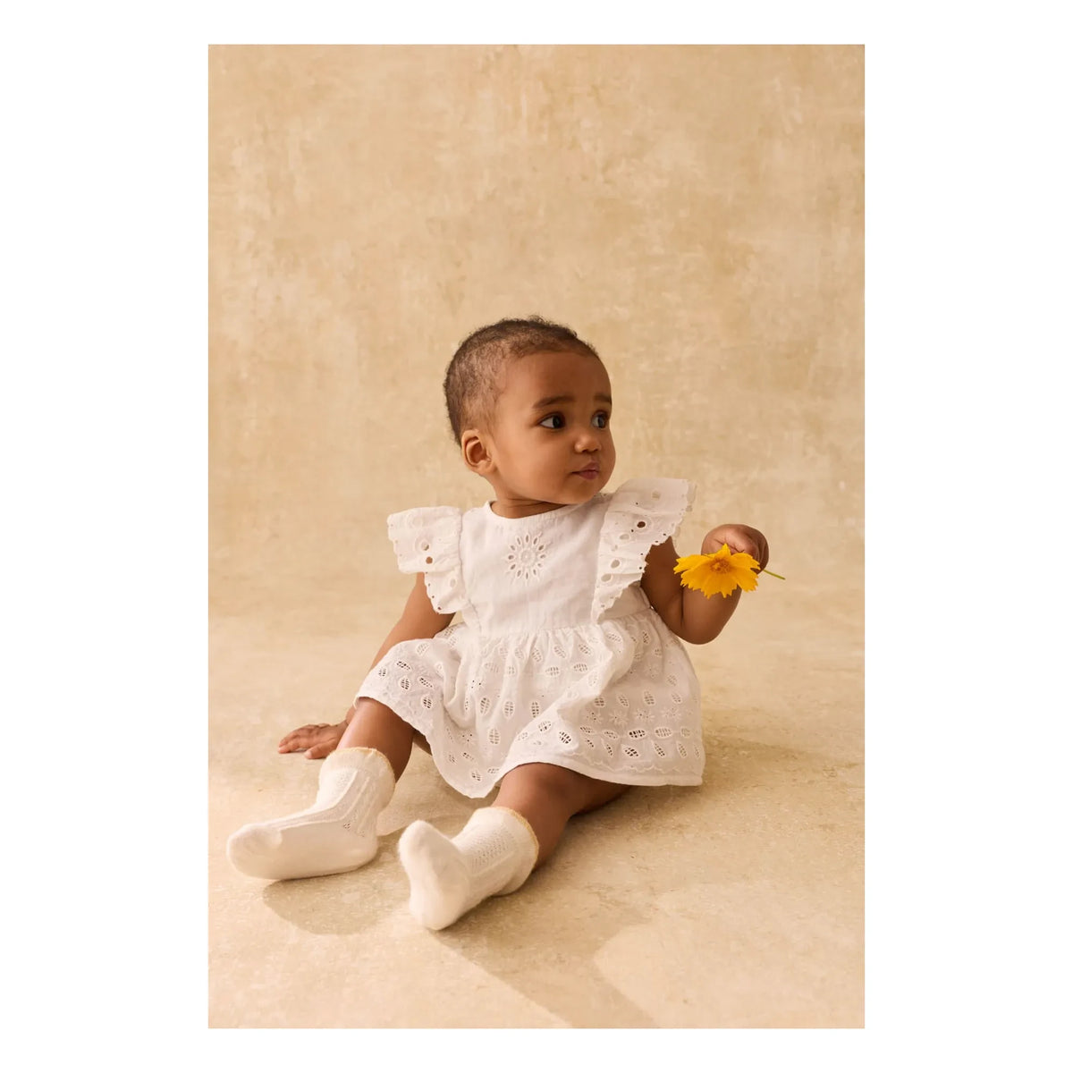 Louise Misha - Lenali Embroidered Organic Cotton Romper Dress | White