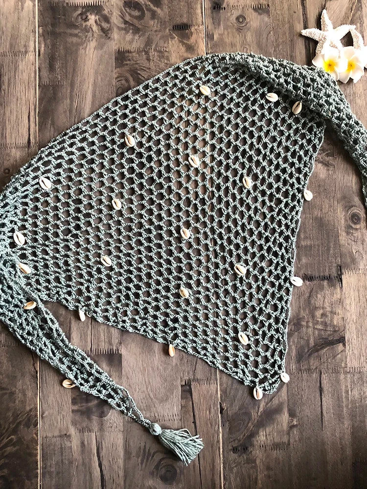 Jesminda - Knitted Lake Green Beach Shawl