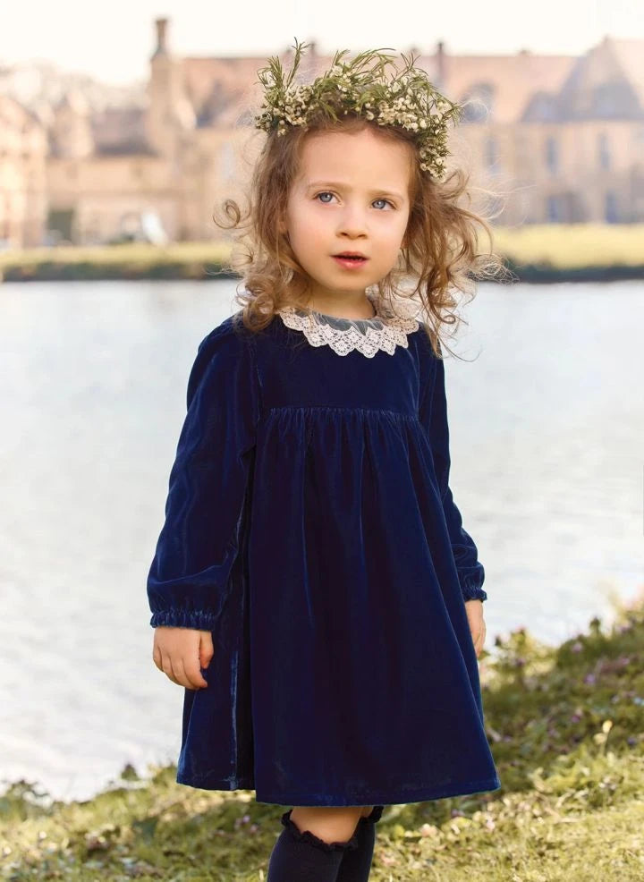 Tartine et Chocolat - Lace Collar Dress | Navy