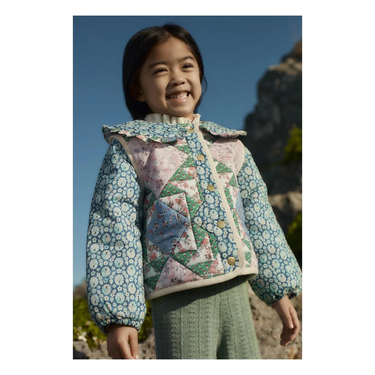 Louise Misha - Agara Patchwork Organic Cotton Jacket | Blue
