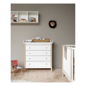Oliver Furniture - Wooden Oak Changing Table and Chest of Drawers | White