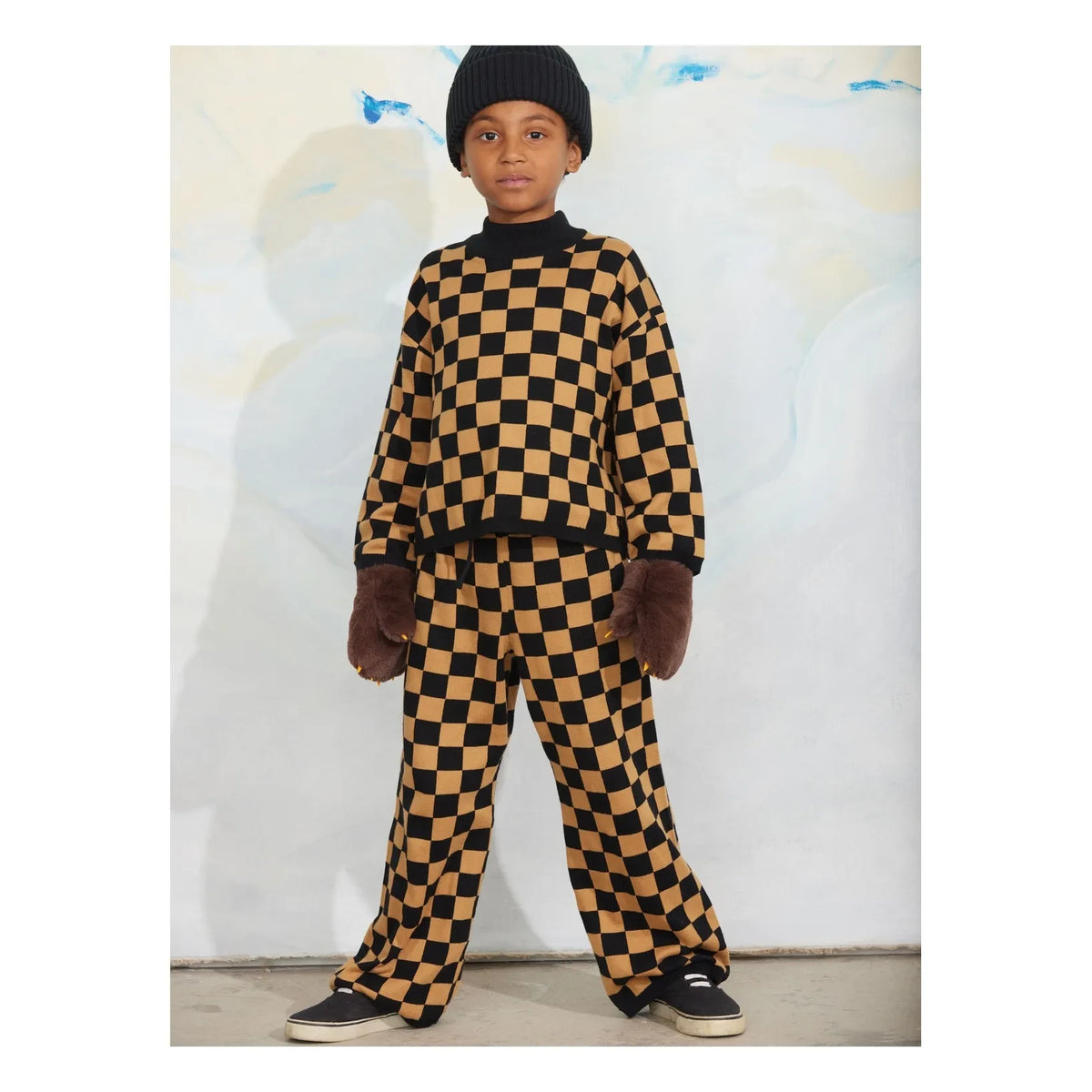 Mini Rodini - Damier organic cotton sweatshirt | Brown