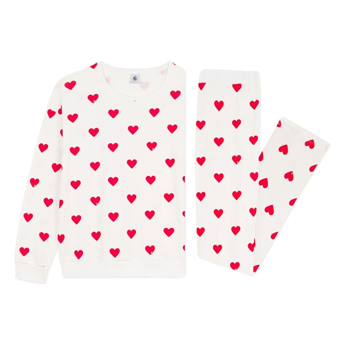 Petit Bateau - Organic Cotton Heart Pajamas | White