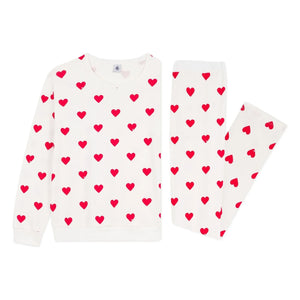 Petit Bateau - Organic Cotton Heart Pajamas | White