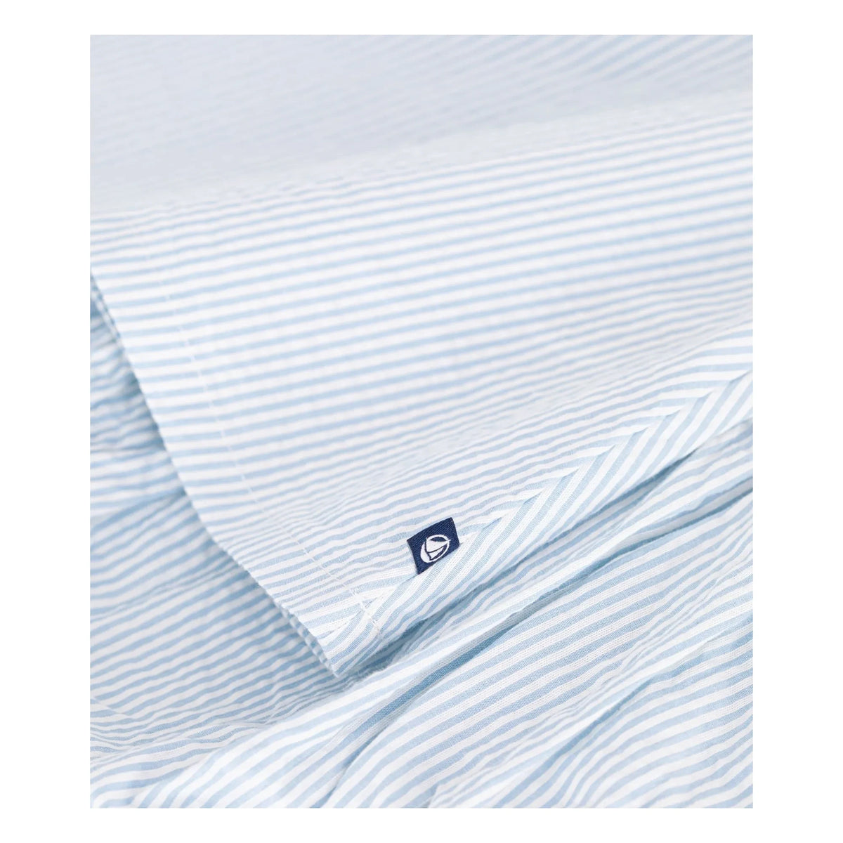 Petit Bateau - Striped Seersucker Organic Cotton Collar and Bloomer Dress Set | Blue