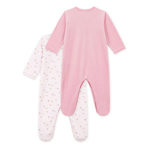 Petit Bateau - 2-Piece Pajama Set Dors Bien Fleuris Velvet Organic Cotton | Pink