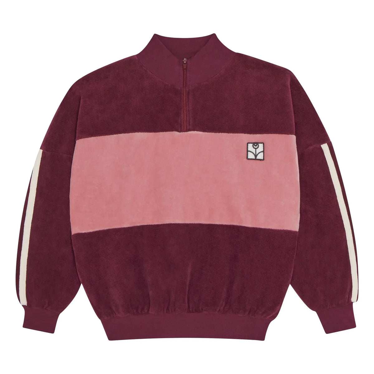 The Campamento - Colour-Block Velvet Logo Sweatshirt | Burgundy
