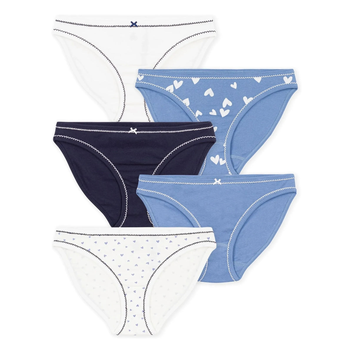Petit Bateau - 5-Pack Organic Cotton Heart Briefs | Blue