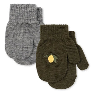 Konges Sløjd - 2 Pairs Filla Lemon Wool Gloves | Khaki