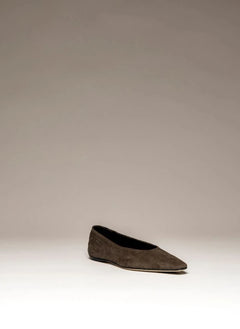 Odare - Embossed Croc Bilbao Suede Flats | Taupe brown