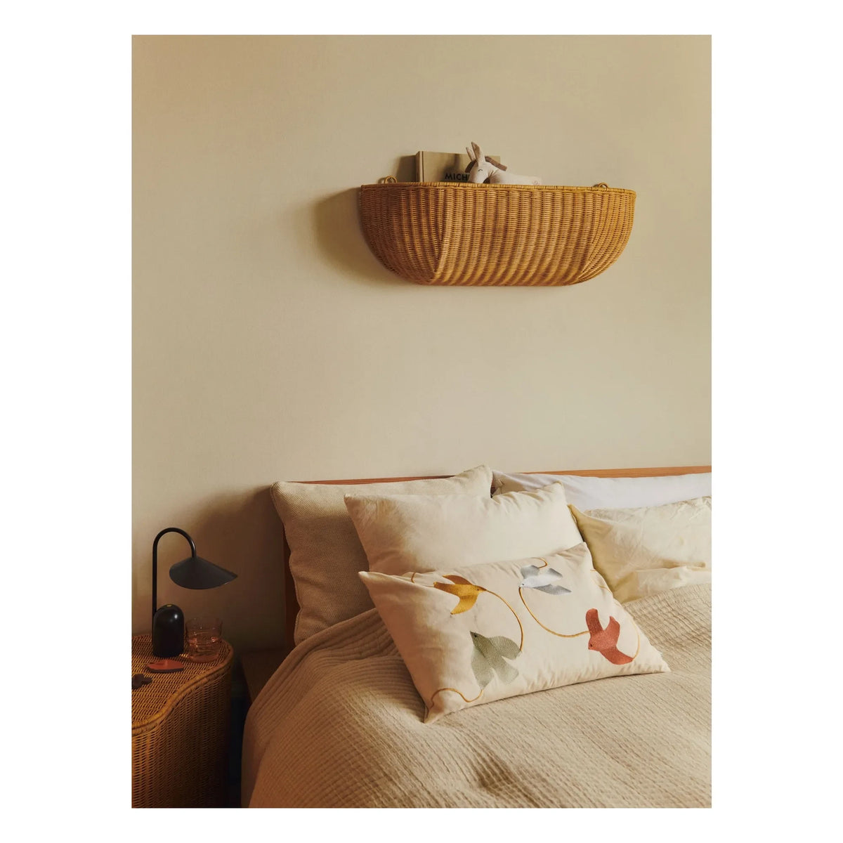 Ferm Living Kids - Swif Bird Embroidered Pillow | Beige