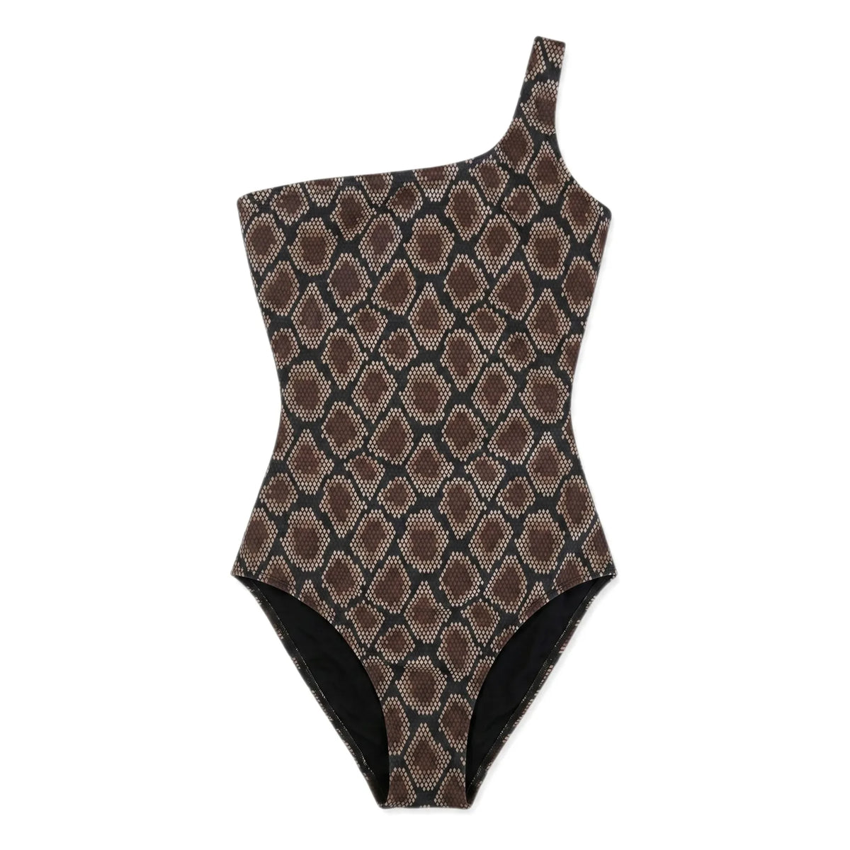 Finger in the nose - Asymmetric Swimsuit Sia Python | Brown