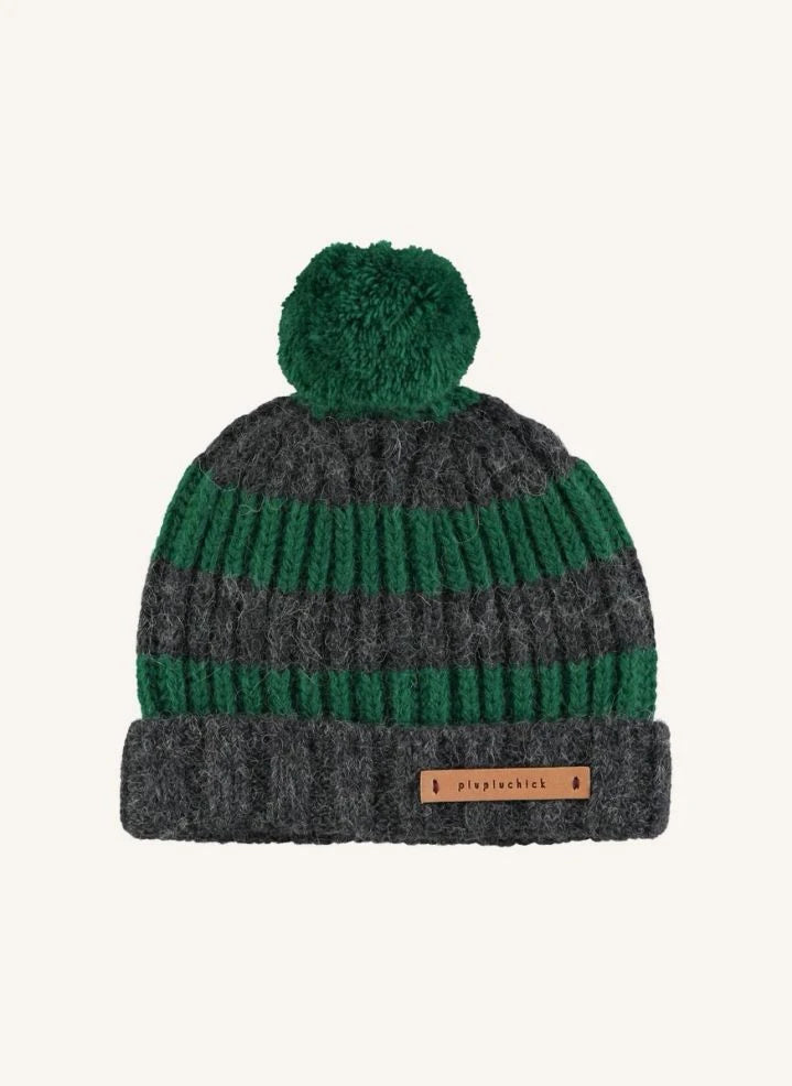 Piupiuchick - Striped Wool Beanie | Dark Grey