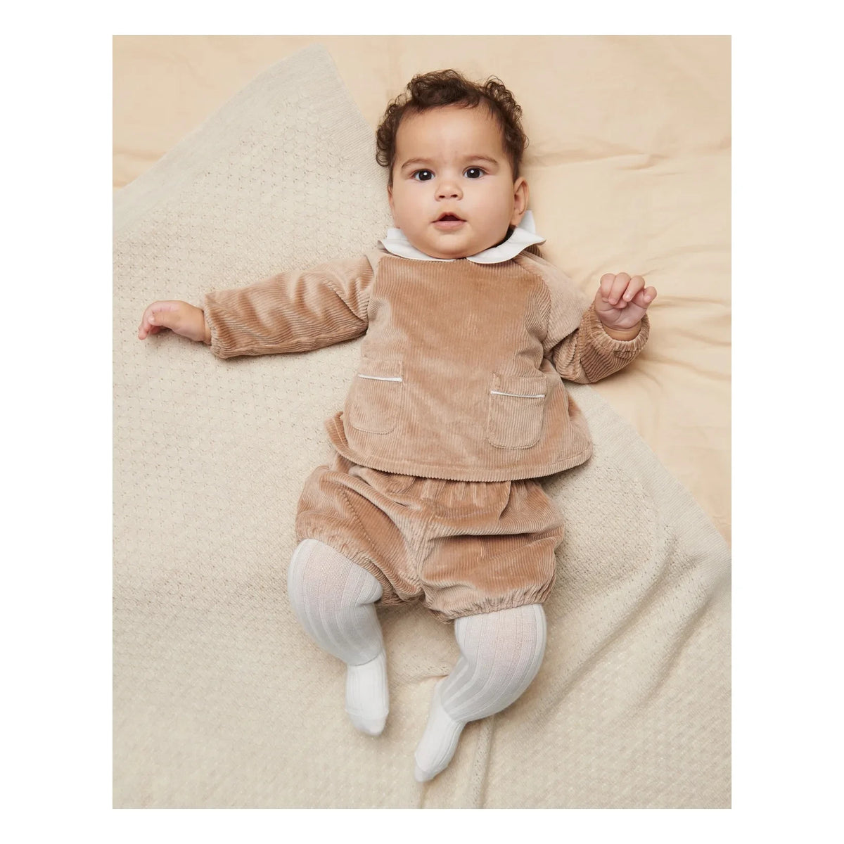 Copenhagen Colors - Organic Cotton Corduroy Pocket Blouse and Jumpsuit Set | Beige