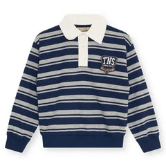 the new society - Glowee Striped Polo T-Shirt | Navy