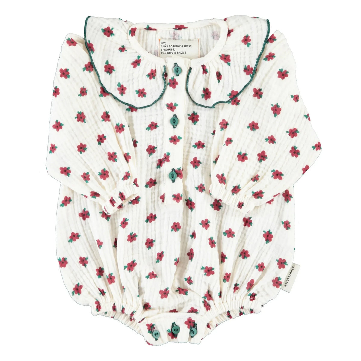 Piupiuchick - Organic Cotton Floral Romper | Ecru