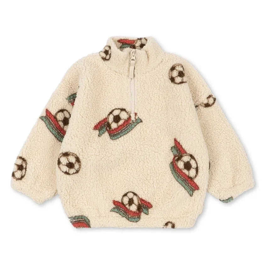 Konges Sløjd - Jody Football Sherpa Style Jacket Made from Recycled Fibers | Ecru