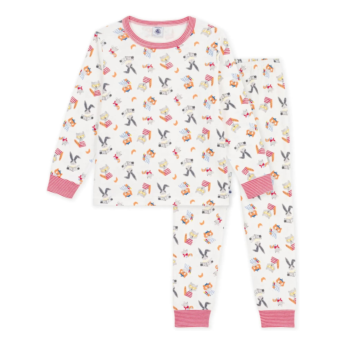 Petit Bateau - Organic Cotton Animal Pattern Pajamas | White