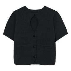 Cordera - Recycled Cotton Cropped Cardigan | Coal Grey