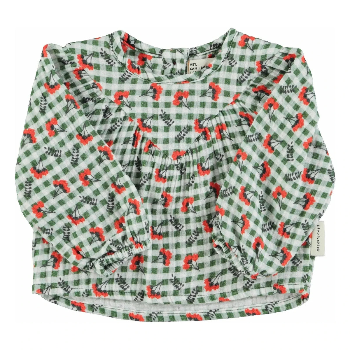 Piupiuchick - Checkered Floral Blouse | Green