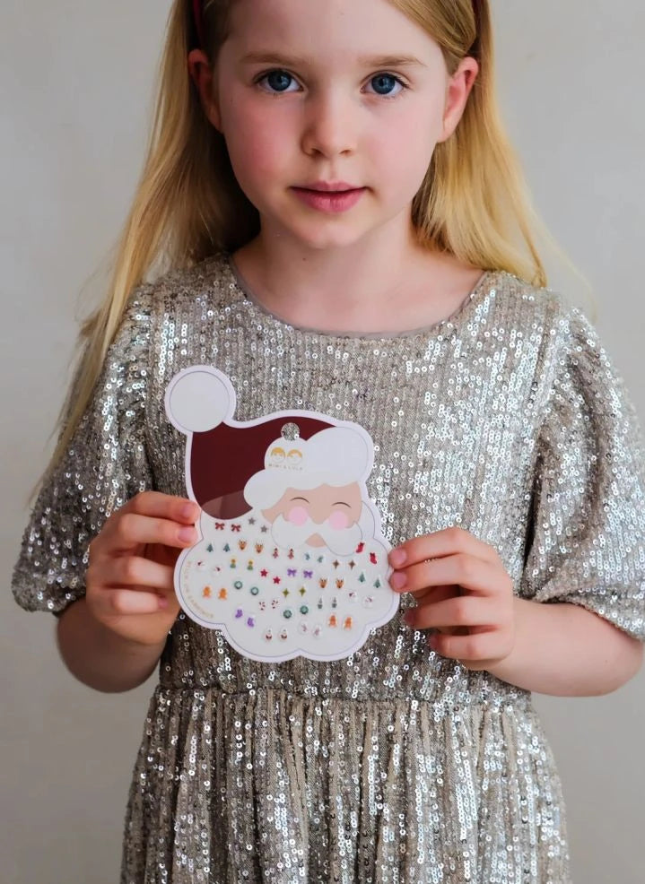 Mimi & Lula - Stick-On Santa Earrings | White