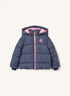 Copenhagen Colors - 2-in-1 Down Jacket with Removable Sleeves, Floral Pattern | Navy