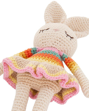 Bonnie Ballerina Bunny Crochet Toy- Pink rainbow