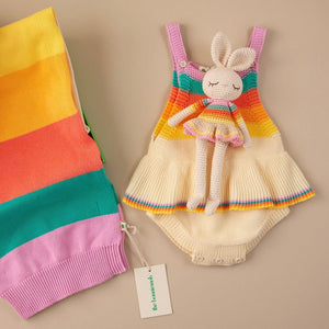 Bonnie Ballerina Bunny Crochet Toy- Pink rainbow