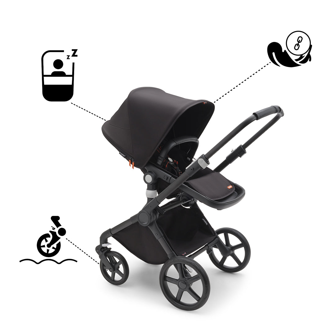 Outlet - Bugaboo Fox Cub Complete Pushchair - Midnight Black-Strollers-Midnight Black- | Natural Baby Shower