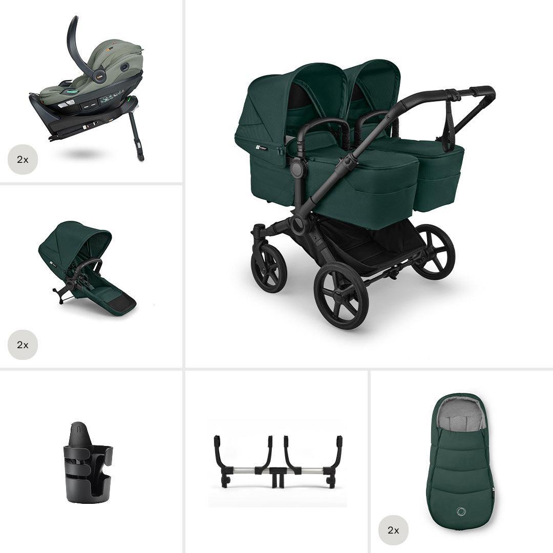 Bugaboo Donkey 6 Twin Ultimate Go Beyond 2 Newborn Bundle-Travel Systems-Fern Green- | Natural Baby Shower