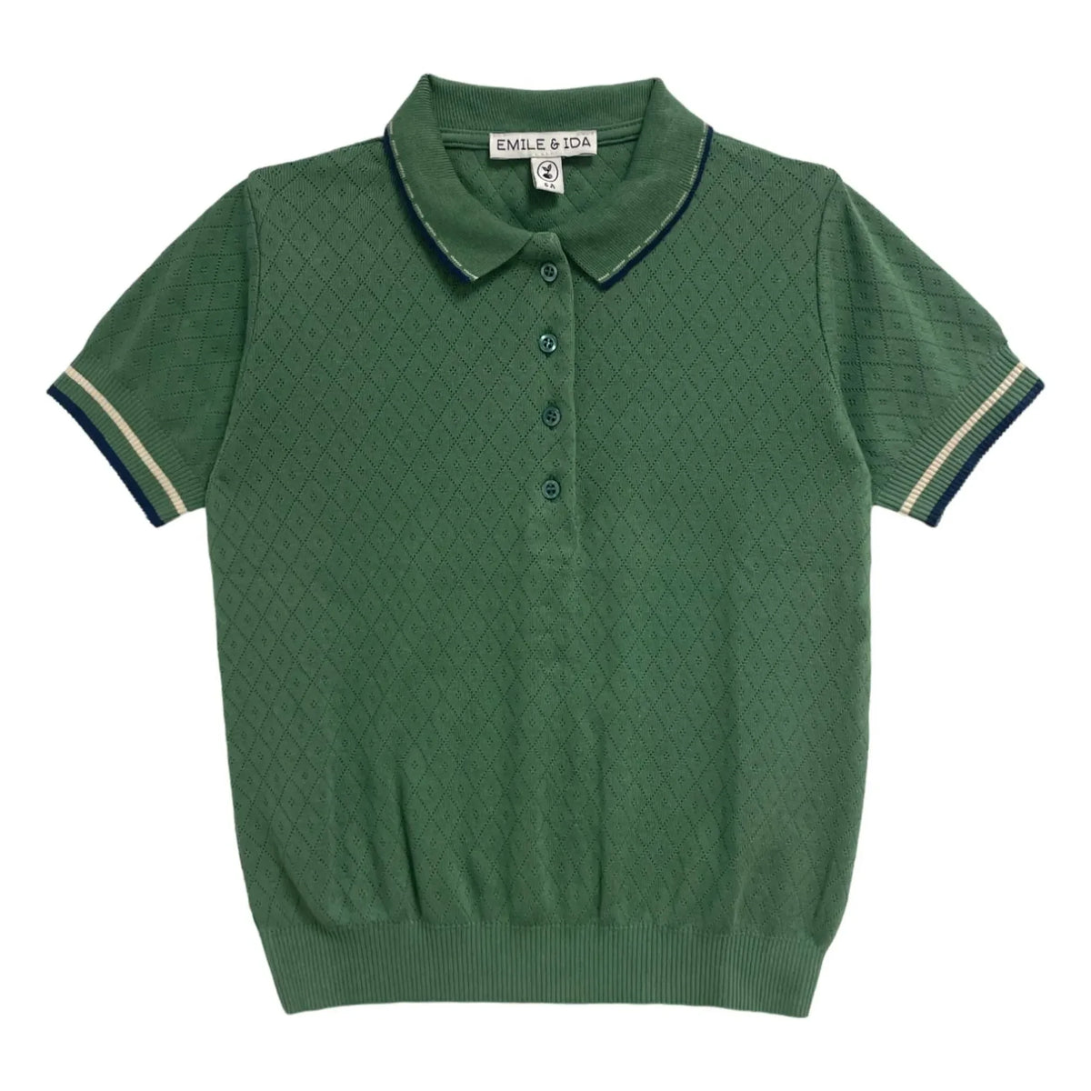 Emile et Ida - Pointelle Polo | Chrome Green