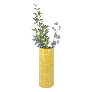 Present Time - Retro Tiles Round Vase | Yellow