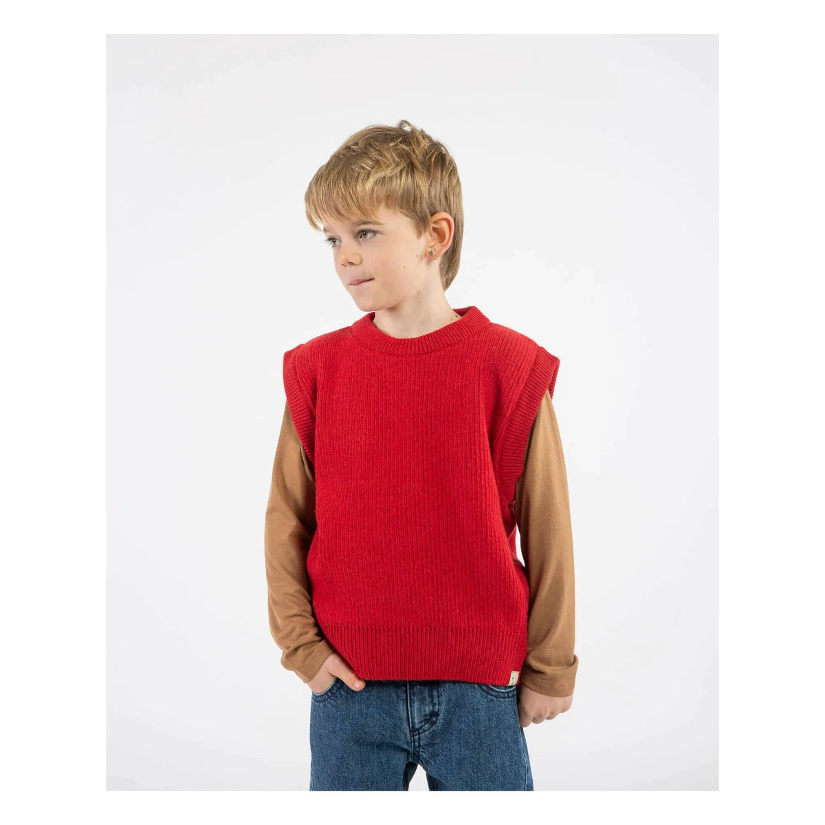 Matona - Sleeveless Wool Sweater | Red
