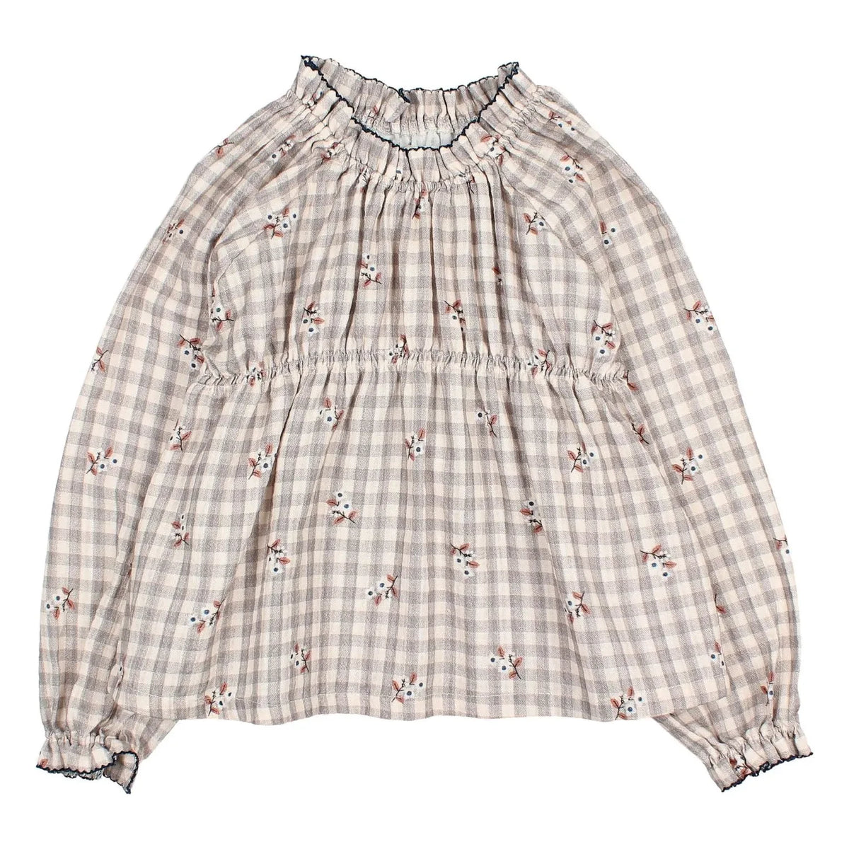 Búho - Vichy Floral Blouse | Gray