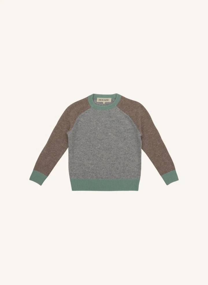 Holmm - Colorblock Blair Cashmere Sweater | Grey