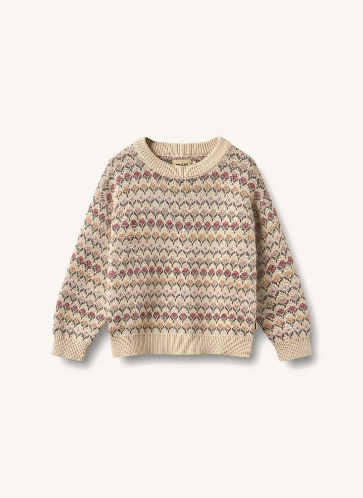 Wheat - Harlow Organic Cotton Jacquard Sweater | Beige