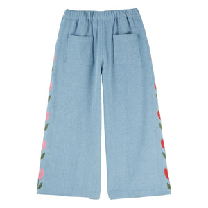 Emile et Ida - Embroidered Loose Denim Pants | Blue