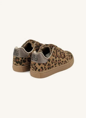 Bonton - Basil Leopard Print Velvet Sneakers | Brown