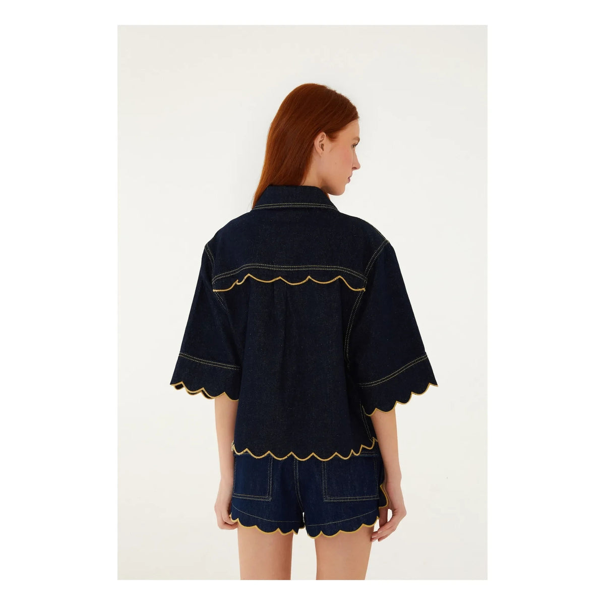 Farm Rio - Short Ruffled Shirt | Denim Brut