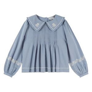 Emile et Ida - Elena Embroidered Blouse | Blue