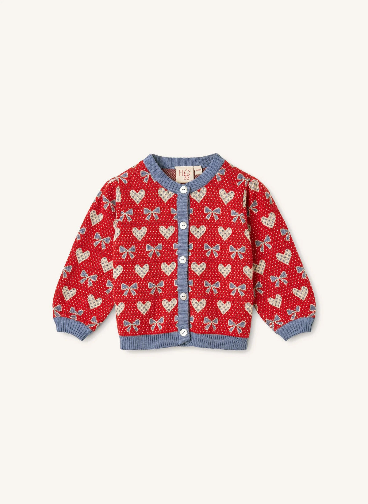 Flöss - Josie Hearts Merino Wool Cardigan | Red