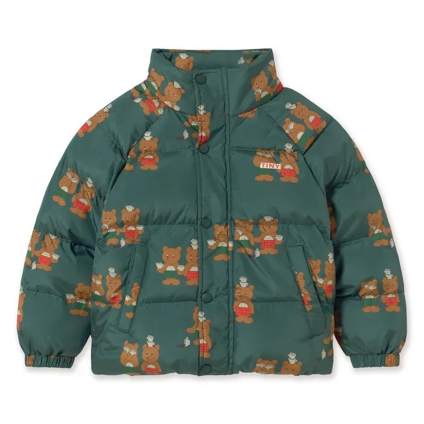 Tinycottons - Teddy Bear Puffer Jacket | Petrol Blue