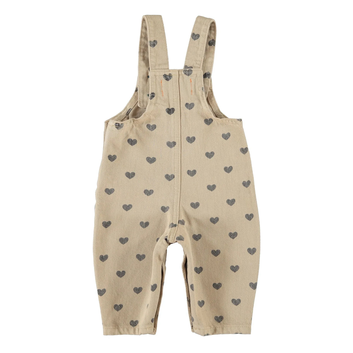 Piupiuchick - Organic Cotton Heart Detail Dungarees | Beige
