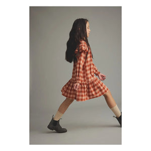 Cozmo - Malta Checked Dress | Brick Red
